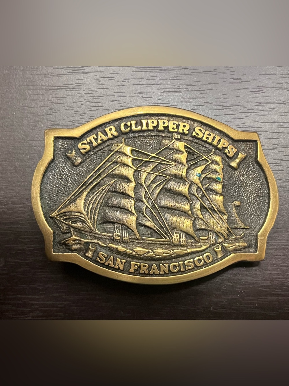 Star Clipper Ships San Francisco Antique Brass Belt Buckle